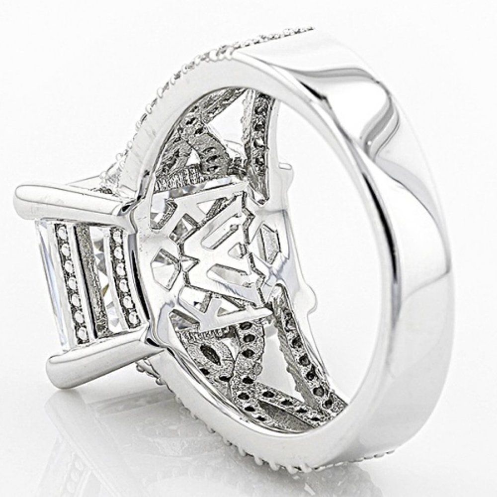 Charles Winston 16.14ctw Rectangular Octagonal & Round Rhodium over silver ring - Picture 7 of 9